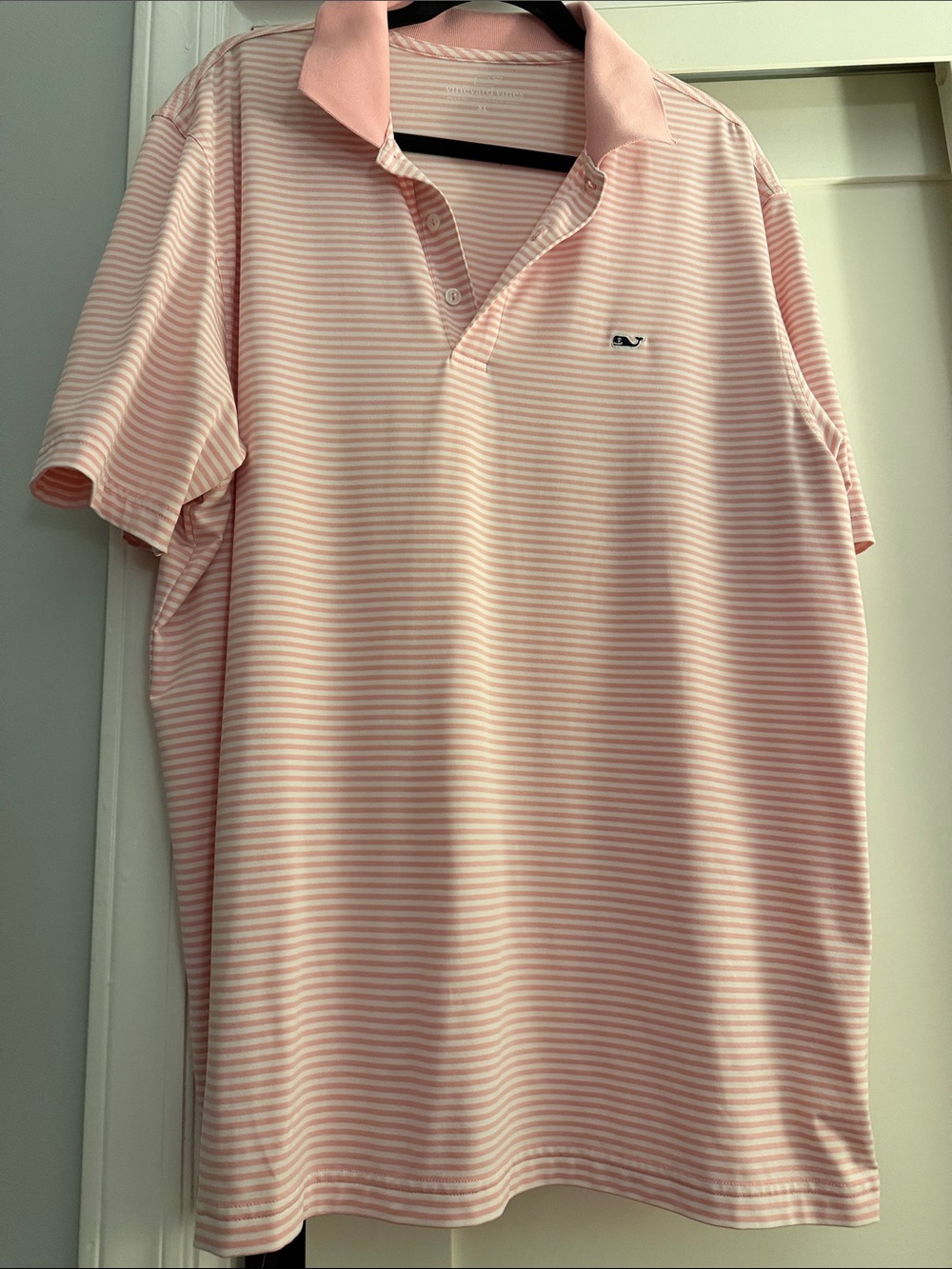 Like new VV performance polo pink and white stripe